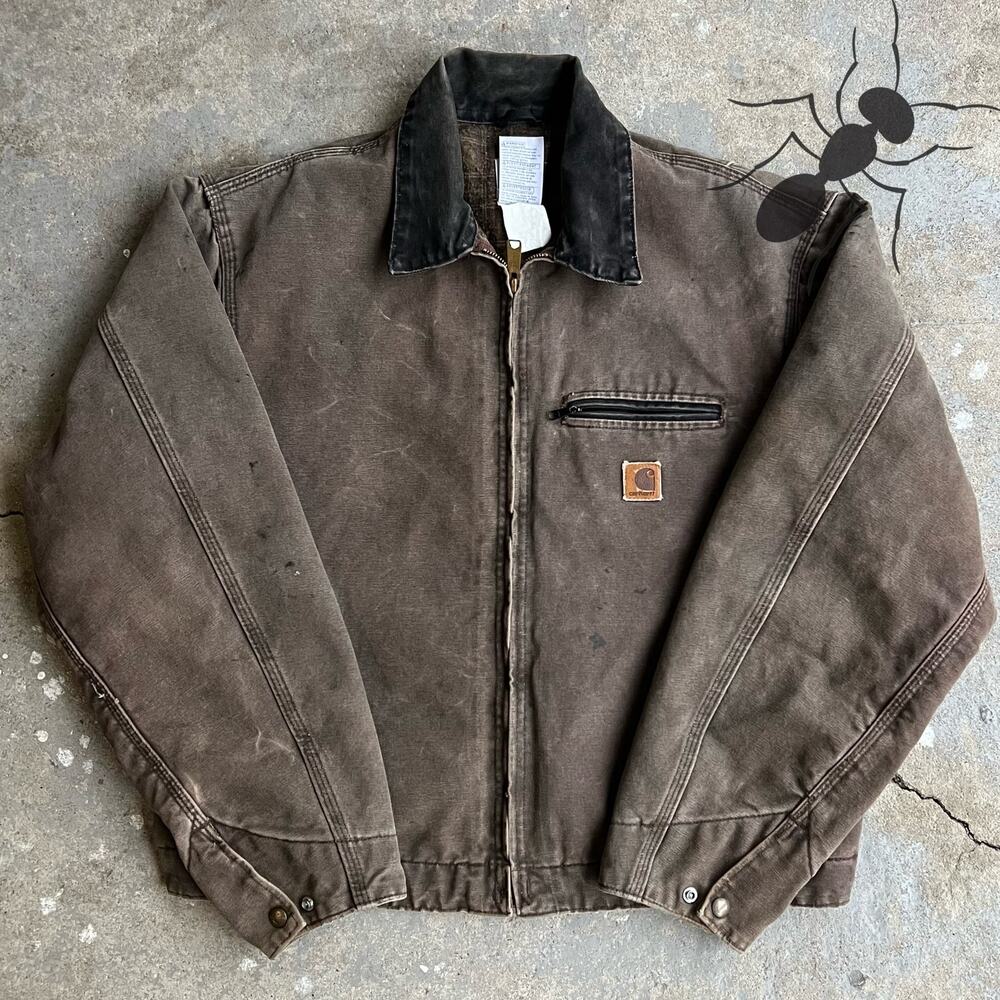 Carhartt Brown Work Jacket with Black Corduroy Collar